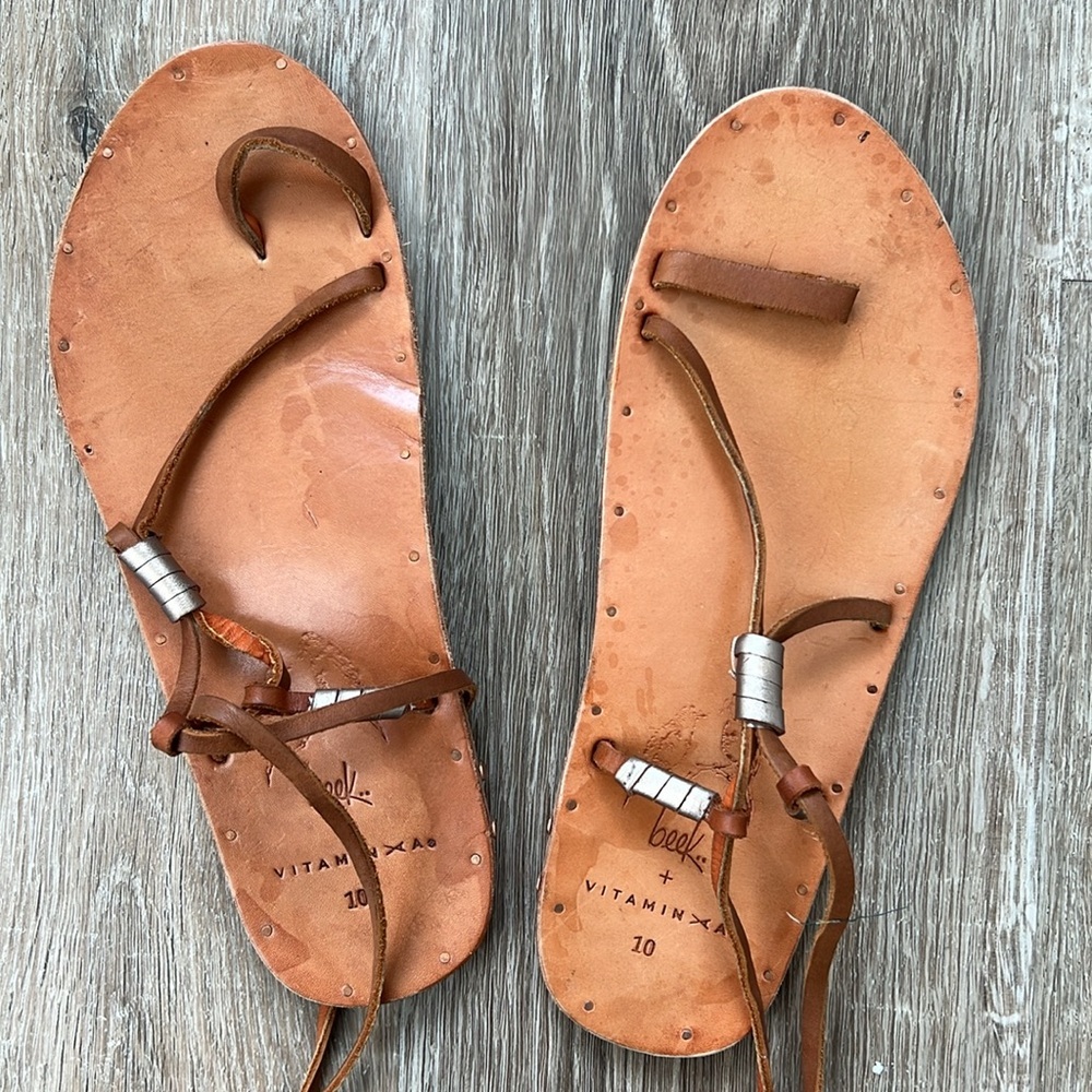 beek Tan Leather Lace-Up Sandals - Picture 3 of 7